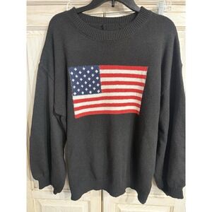 VTG Knitted Sweater USA American Flag XL With Balloon Sleeves
